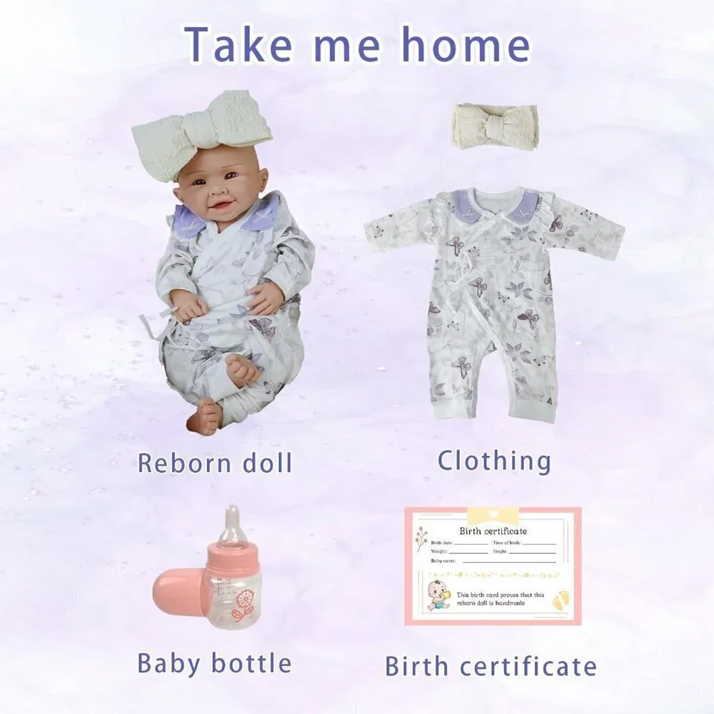 18.5in Full Silicone Reborn lvory Baby Girl Dolls Lifelike 6.3 LB Weighted Doll